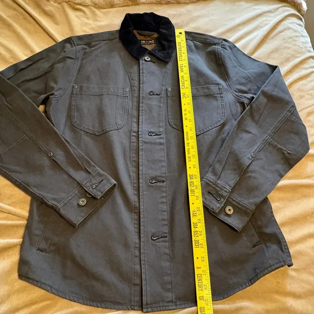 Line of Trade Canvas Field Overshirt Jacket Charcoal Gray Black Cord Collar M
